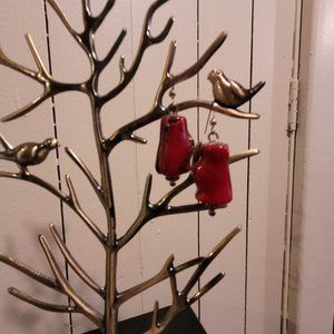 Sterling Silver Red Coral Earrings